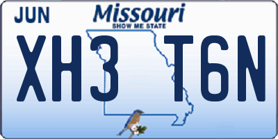 MO license plate XH3T6N