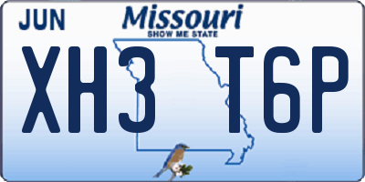 MO license plate XH3T6P