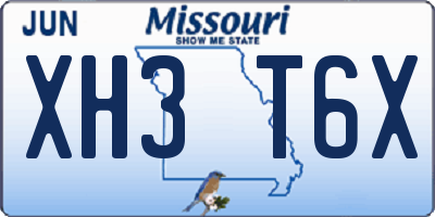 MO license plate XH3T6X
