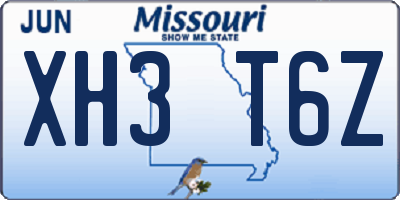 MO license plate XH3T6Z