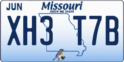 MO license plate XH3T7B