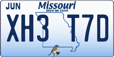 MO license plate XH3T7D