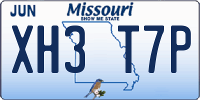MO license plate XH3T7P