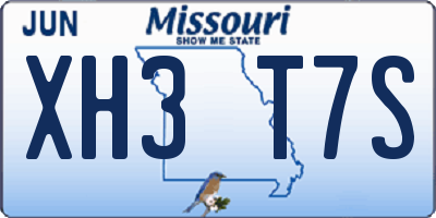 MO license plate XH3T7S