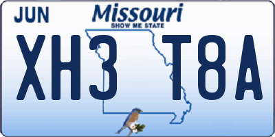 MO license plate XH3T8A