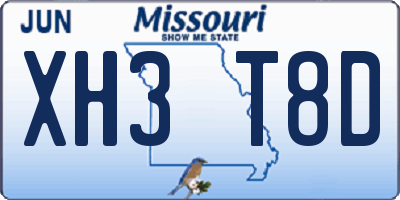 MO license plate XH3T8D