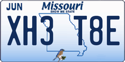 MO license plate XH3T8E