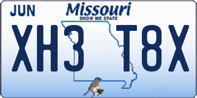 MO license plate XH3T8X