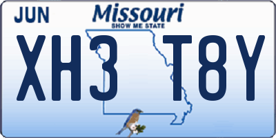 MO license plate XH3T8Y