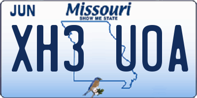MO license plate XH3U0A