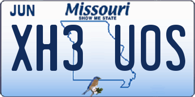 MO license plate XH3U0S