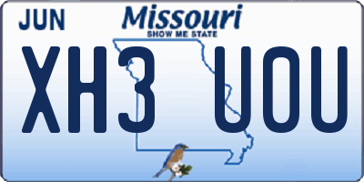 MO license plate XH3U0U