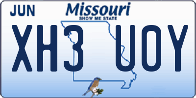 MO license plate XH3U0Y