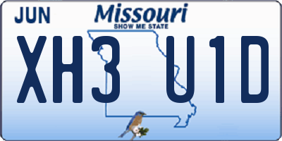 MO license plate XH3U1D