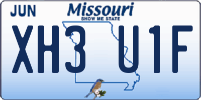 MO license plate XH3U1F