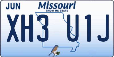 MO license plate XH3U1J