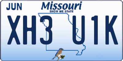MO license plate XH3U1K