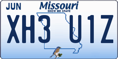 MO license plate XH3U1Z