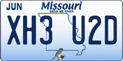 MO license plate XH3U2D