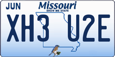 MO license plate XH3U2E