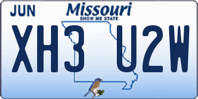 MO license plate XH3U2W