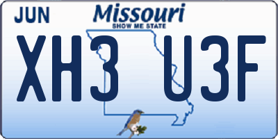 MO license plate XH3U3F