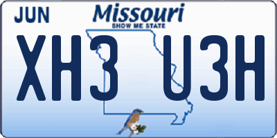 MO license plate XH3U3H