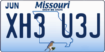 MO license plate XH3U3J