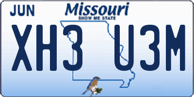 MO license plate XH3U3M