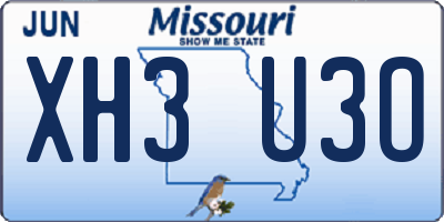 MO license plate XH3U3O