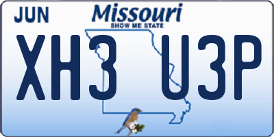 MO license plate XH3U3P
