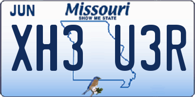 MO license plate XH3U3R