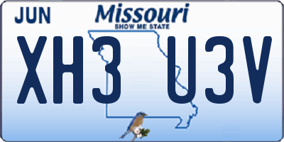 MO license plate XH3U3V