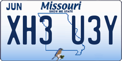 MO license plate XH3U3Y