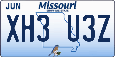 MO license plate XH3U3Z
