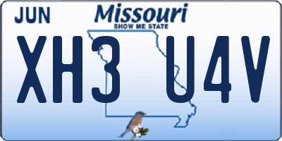 MO license plate XH3U4V