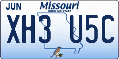 MO license plate XH3U5C