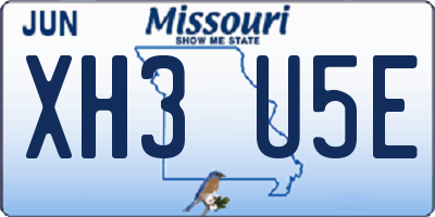 MO license plate XH3U5E