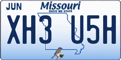 MO license plate XH3U5H