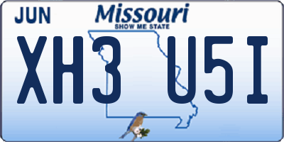 MO license plate XH3U5I