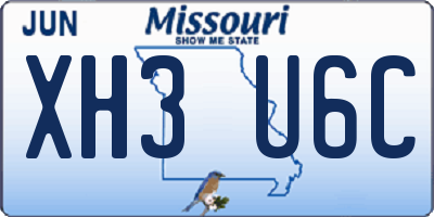 MO license plate XH3U6C