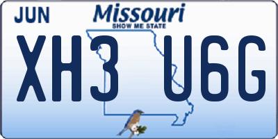 MO license plate XH3U6G