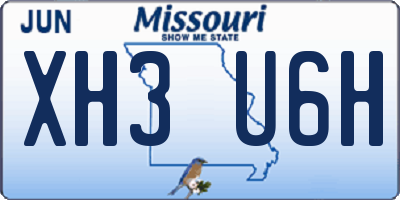 MO license plate XH3U6H