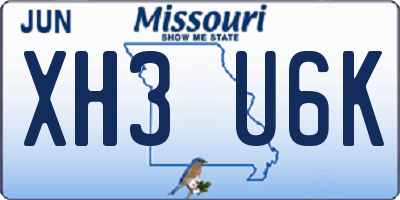 MO license plate XH3U6K