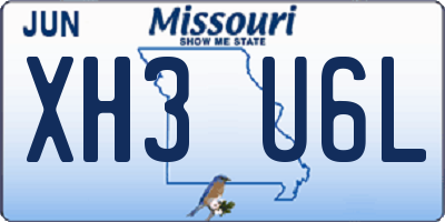 MO license plate XH3U6L