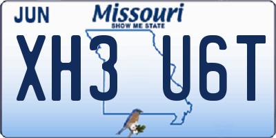 MO license plate XH3U6T