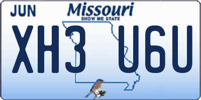 MO license plate XH3U6U