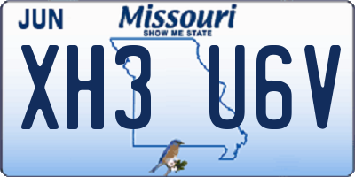 MO license plate XH3U6V