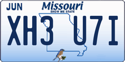MO license plate XH3U7I