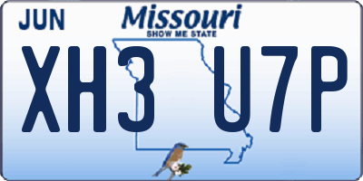 MO license plate XH3U7P